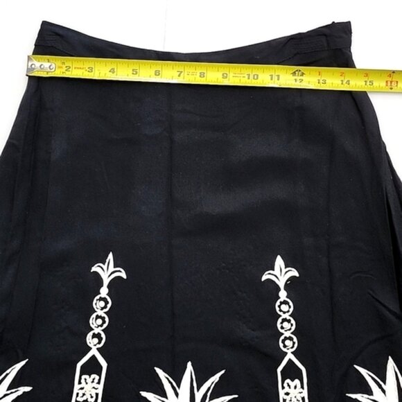 Faith Resortwear Black Long A-Line Skirt White Pineapple Print Sequins Sz Small - Picture 13 of 14